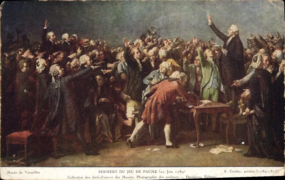 Juramento do Salão de Jogo — 20 de junho de 1789 — A. Couder, pintor (1789-1875), editor Deschiens - Frente