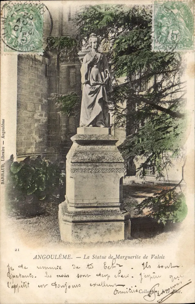 Angoulême — Die Statue von Marguerite de Valois — Libraire Barraud - Vorderseite