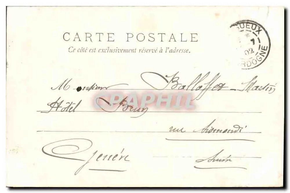 Périgueux — Castelo Barrière — Editor A. & S. Briand, França - Verso