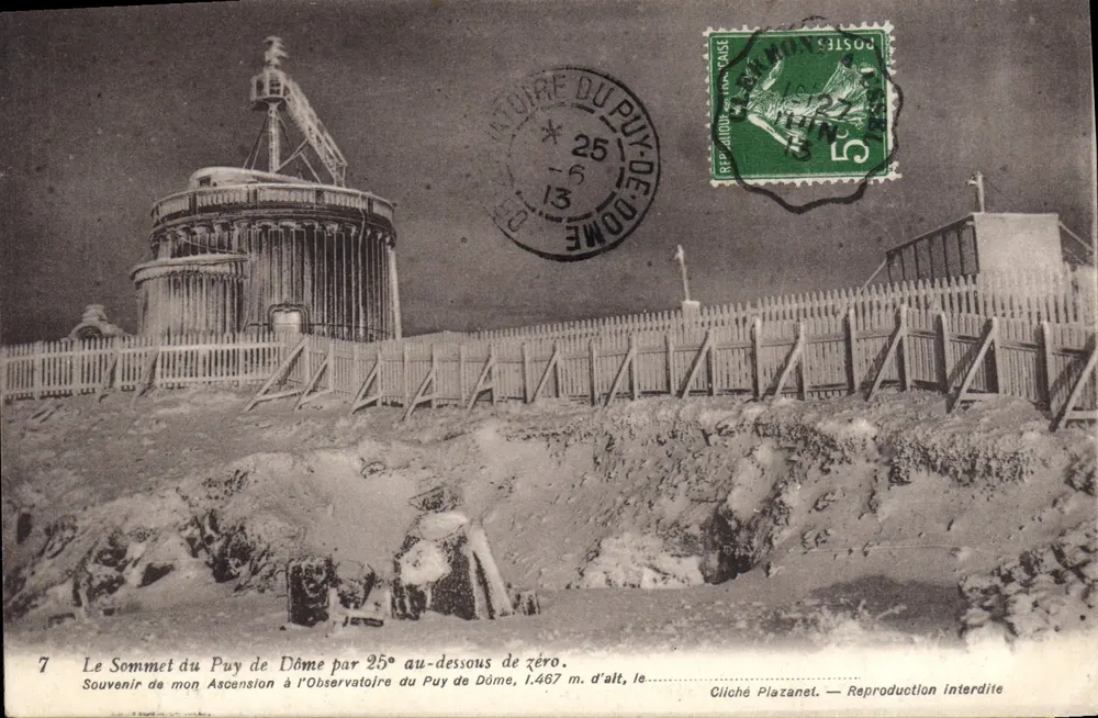 Der Gipfel des Puy de Dôme bei 25° unter Null — Observatorium des Puy de Dôme, 1.467 m Höhe — Cliché Plazanel - Vorderseite