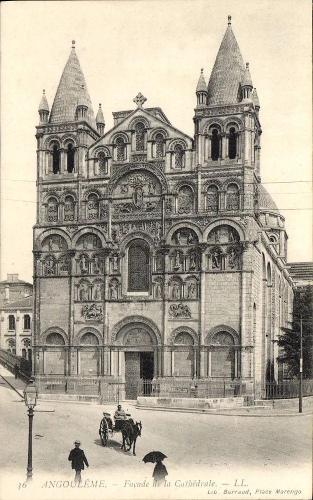 Angoulême — Fachada da Catedral — Lib. Barraud, Place Marengo - Frente