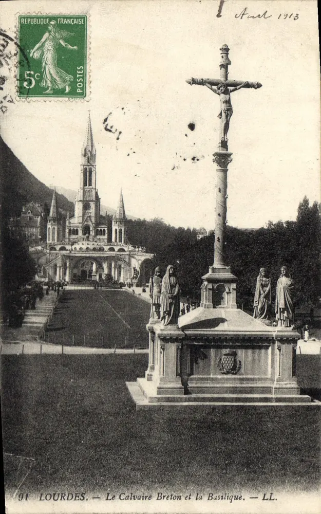 Lourdes — Der Bretonische Calvary und die Basilika — LL. — Nr. 91 - Vorderseite