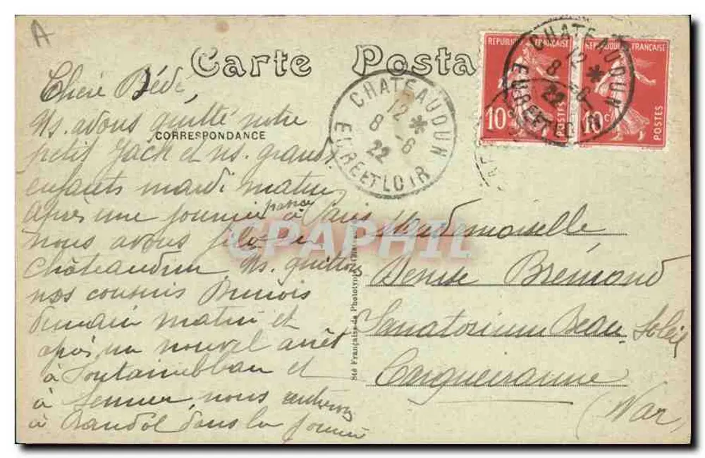 Châteaudun — Das Schloss, Nordwestseite, Ansicht vom Loir — unbekannter Verlag, Nr. 2 - Rückseite