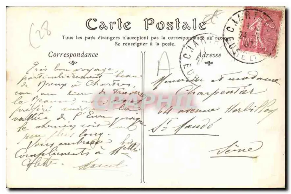 Chartres — Facha da Catedral — Editor desconhecido, n° 8 - Verso