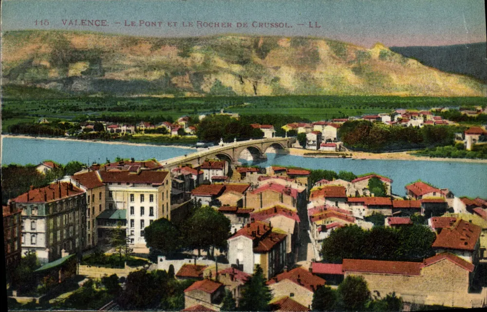 Valence — Die Brücke und der Crussol-Felsen — LL - Vorderseite