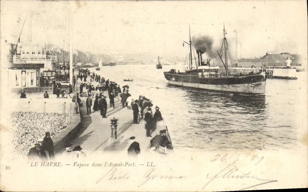 Le Havre — Dampfschiff im Vorderhafen — LL. n°31 - Vorderseite