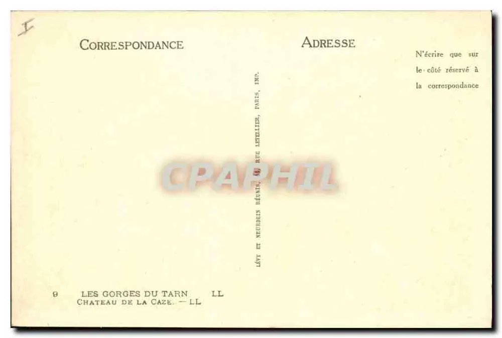 Castelo de La Caze — As Gargantas do Tarn — Editor LL, Rue Letellier, Paris - Verso