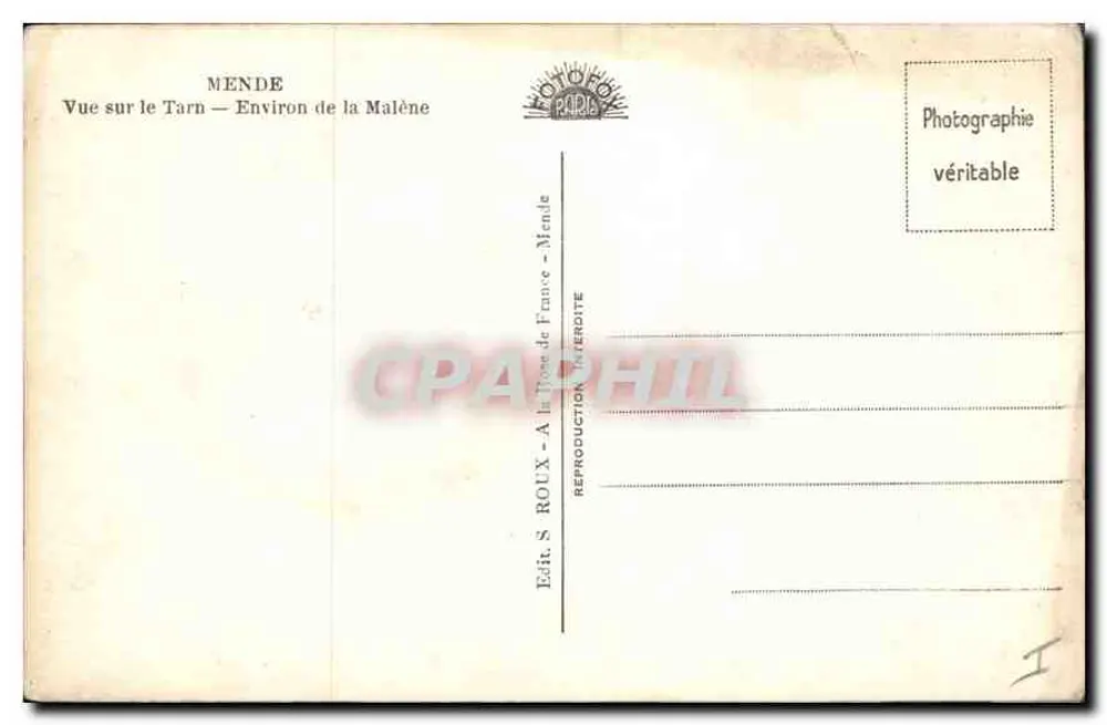 Ansicht des Tarn — Um Malène — S. Roux, Mende - Rückseite