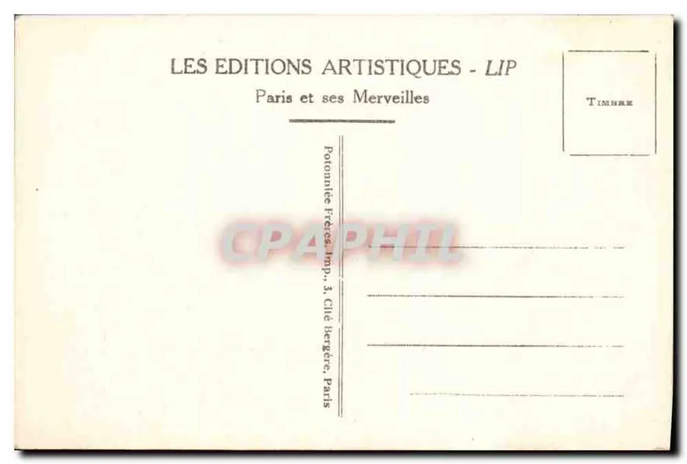 Paris - O Trocadéro — editor LIP, n° 65 - Verso