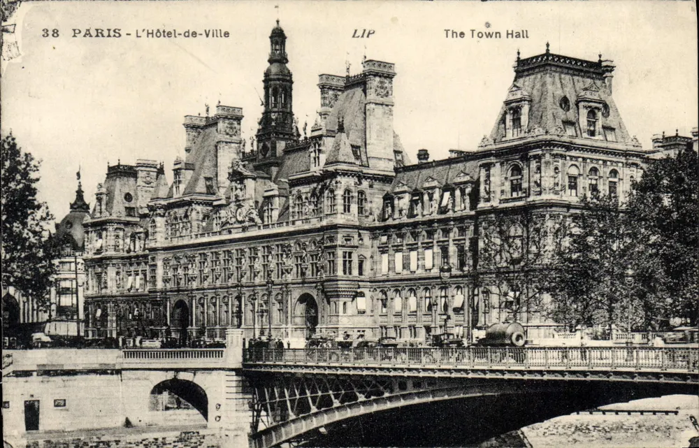 Paris - O Hôtel-de-Ville — vista com ponte — editor LIP, n°38 - Frente