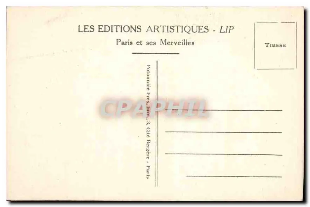 Paris - Der Panthéon — (nach den Plänen von Soufflot errichtet) — Éditions Artistiques LIP, n°46 - Rückseite