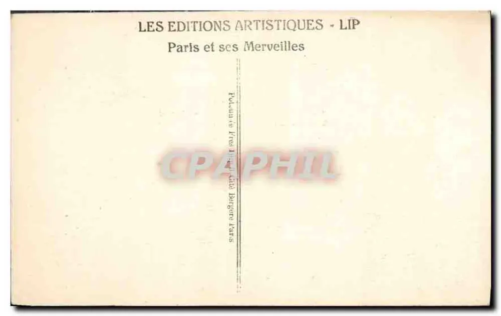 O Trocadéro visto sob a Torre Eiffel — Paris — Edições Artísticas LIP n°516 - Verso