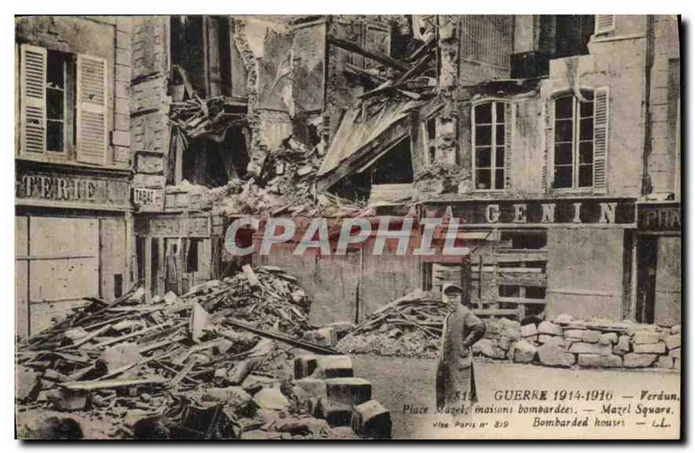 Place Mazel, bombardierte Häuser — Verdun — Ansichten von Paris n° 819 - Vorderseite