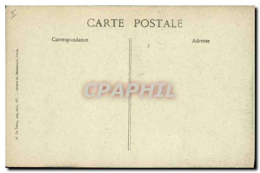 Verdun — Gebombte Rue de la Belle Vierge — La Hébé, Druck von Sébastopol, Paris - Rückseite
