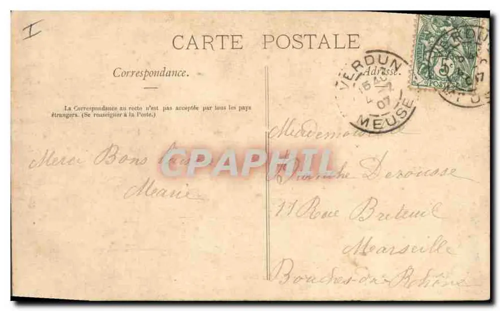 Verdun — Cour d'Honneur do Bispo — Imp.-lib. Martin-Colardelle, Verdun - Verso