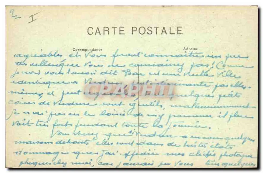 Verdun bombardeado — vista sobre a Meuse — Edição H. Dallit, Bar-le-Duc - Verso