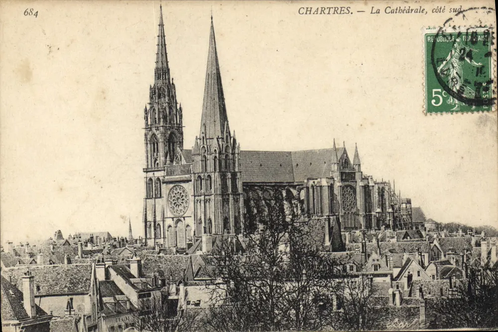 Chartres — Katedra, strona południowa — Wydawca: Heaulme, nr 684 - Awers