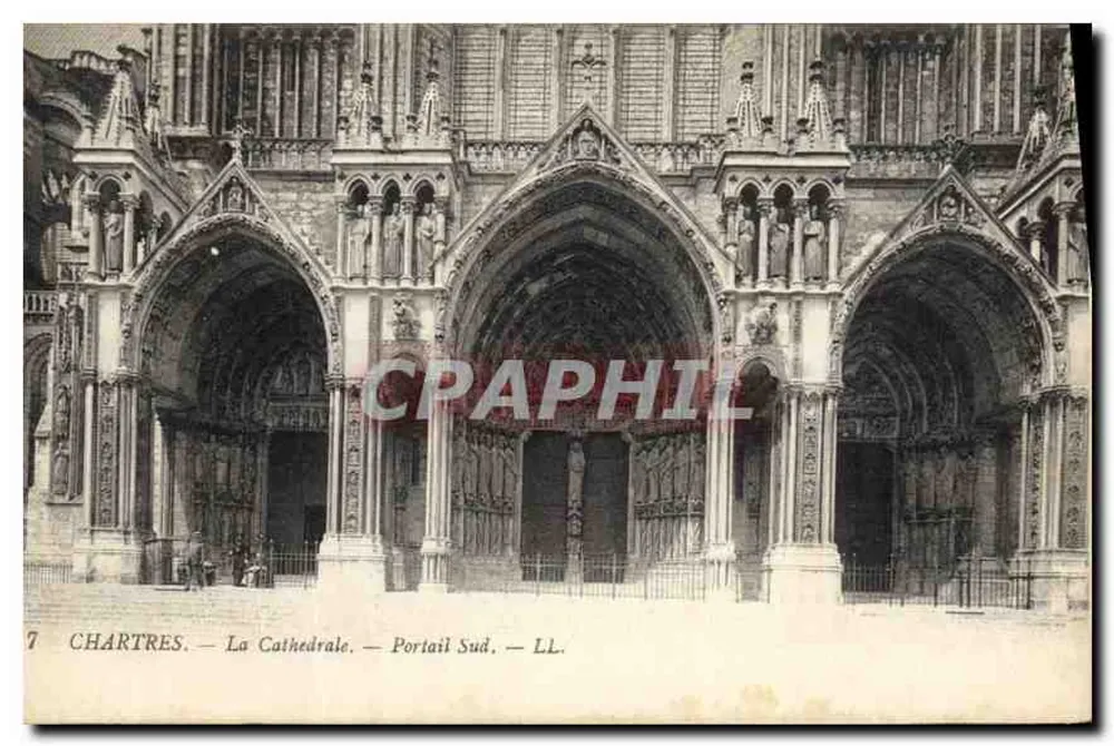 Chartres — A Catedral — Portal Sul — LL. - Frente