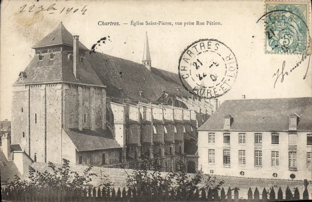 Chartres — Kirche Saint-Pierre, Ansicht aus der Rue Pétion — unbekannter Verlag - Vorderseite