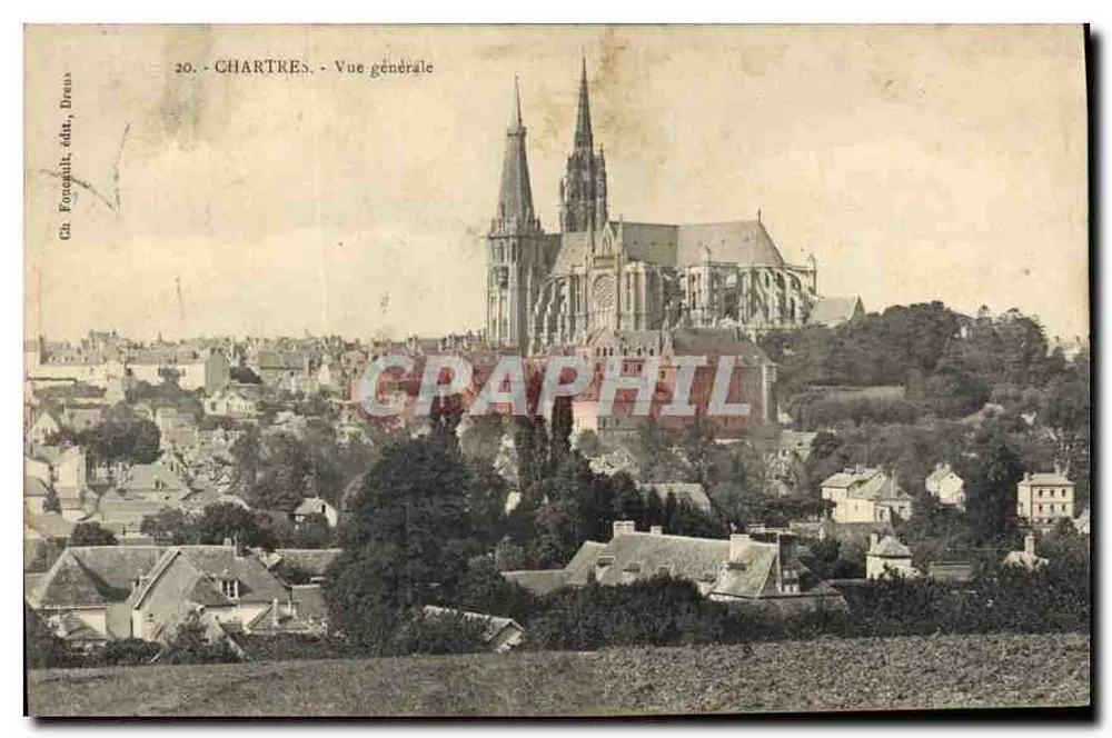 Chartres - Vista geral — C. Fougault, editor, Dreux, n°20 - Frente