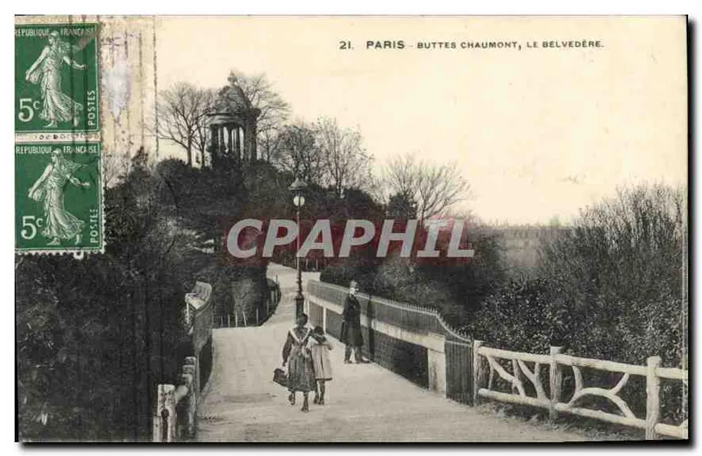 Paris - Buttes Chaumont, O Belvedere — editor desconhecido, n° 21 - Frente