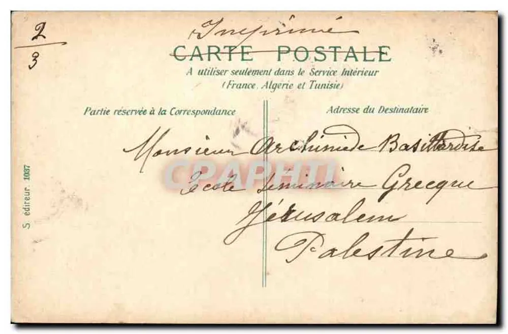 PARIS - Palácio de Justiça — vista do edifício com carros e pedestres — editor S. editor 1887 - Verso