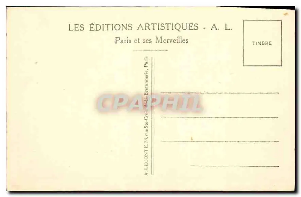 Paris - O Trocadéro — Editor A. L. n°26 - Verso
