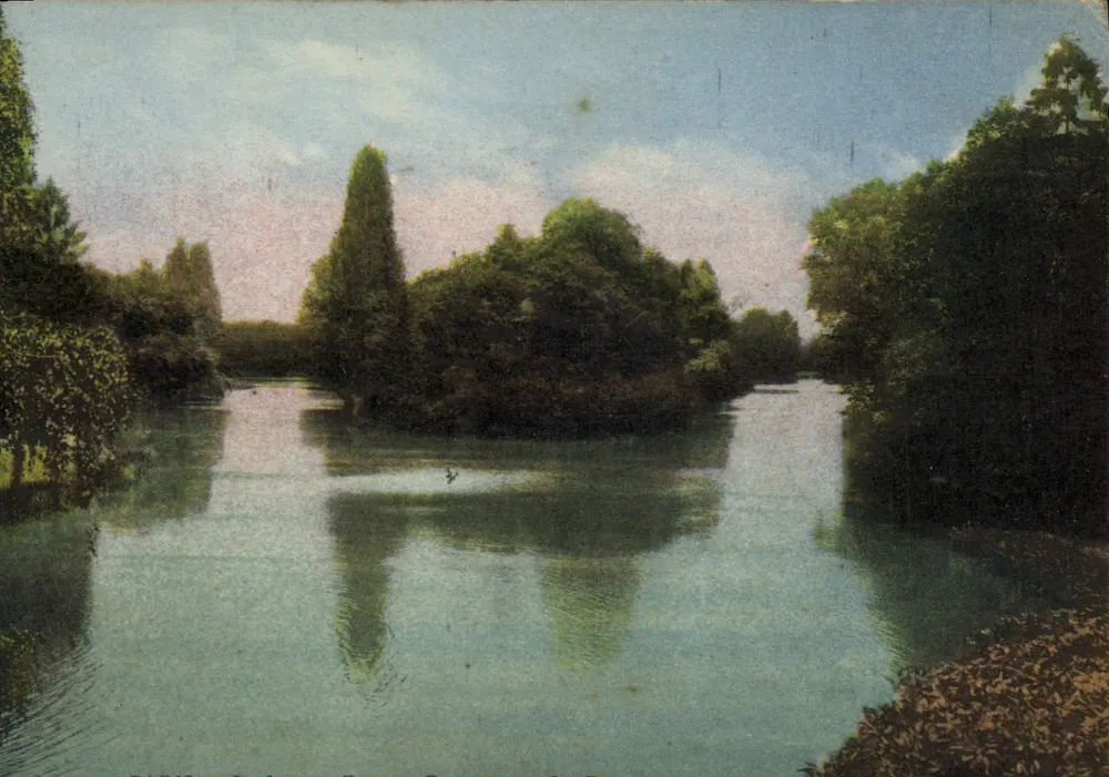 Canal de l'Ourcq — Ansicht des Kanals mit bewaldeter Insel — L. Dupont, Imp. Verlag, Paris - Vorderseite