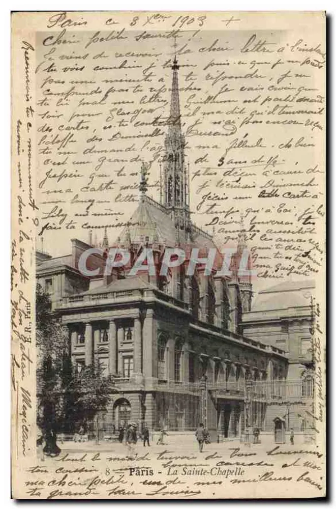 Paris - A Santa Capela — vista do edifício com a torre da torre de relógio — editor R. Bocken, n° 8 - Frente