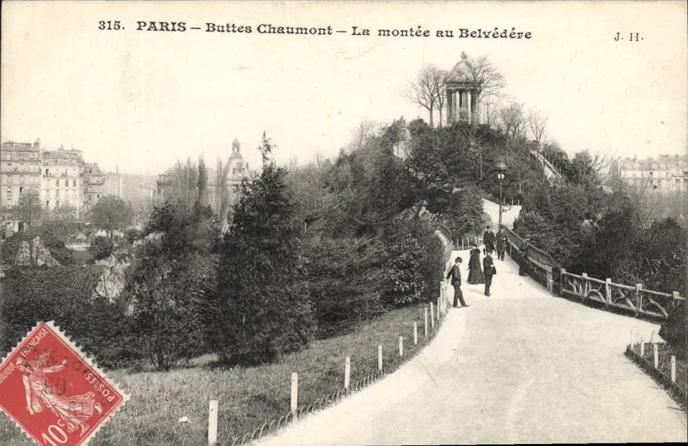PARIS – Buttes Chaumont – Der Aufstieg zum Belvédère — J. H. — n° 315 - Vorderseite