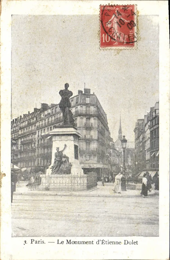 Paris — O Monumento de Étienne Dolet — Coleção do Petit Parisien, N° 3 - Frente