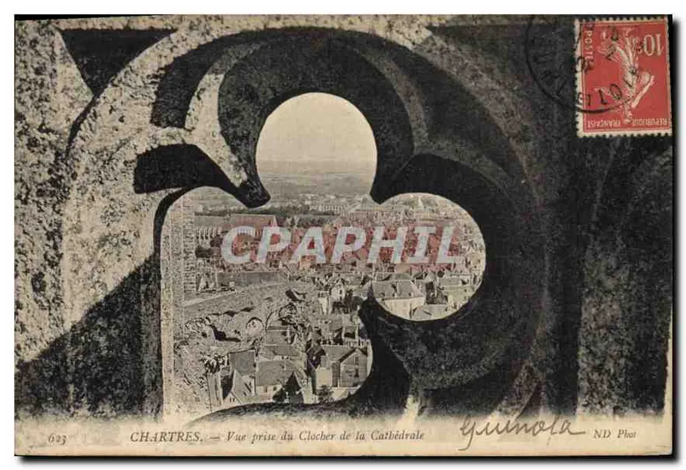 Chartres — Aufnahme vom Glockenturm der Kathedrale — Guimola ND Phot - Vorderseite
