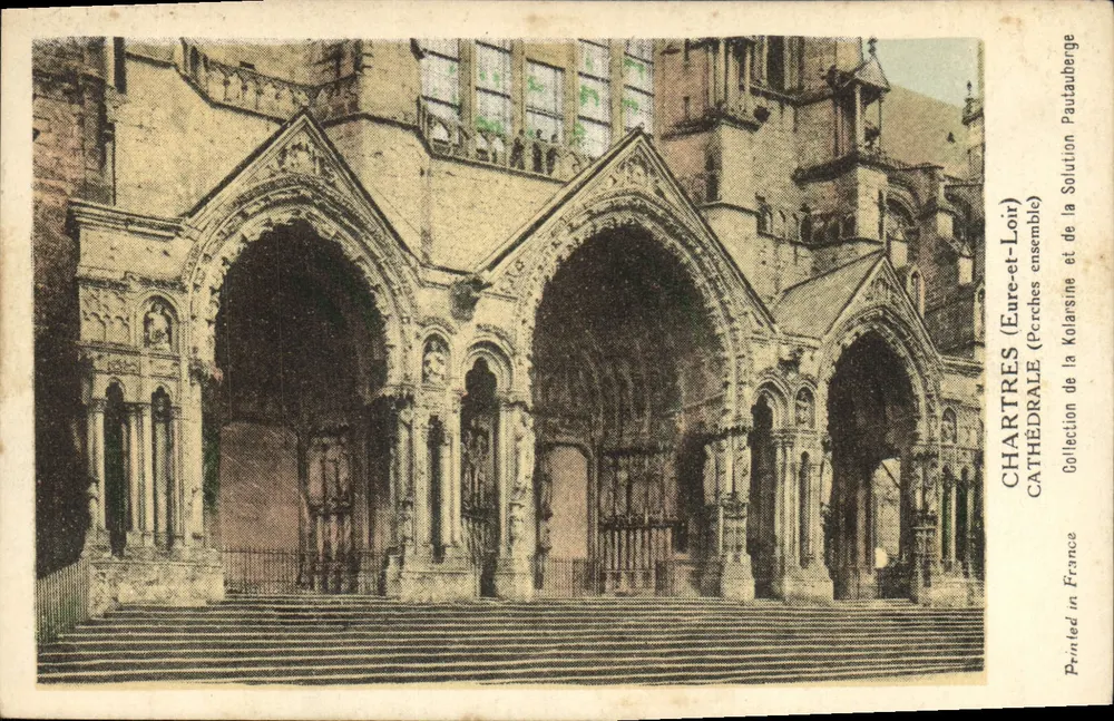 Chartres (Eure-et-Loir) — Catedral — Portais e Conjunto — Coleção Paul Lauberge - Frente