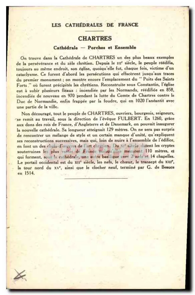 Chartres (Eure-et-Loir) — Catedral — Portais e Conjunto — Coleção Paul Lauberge - Verso