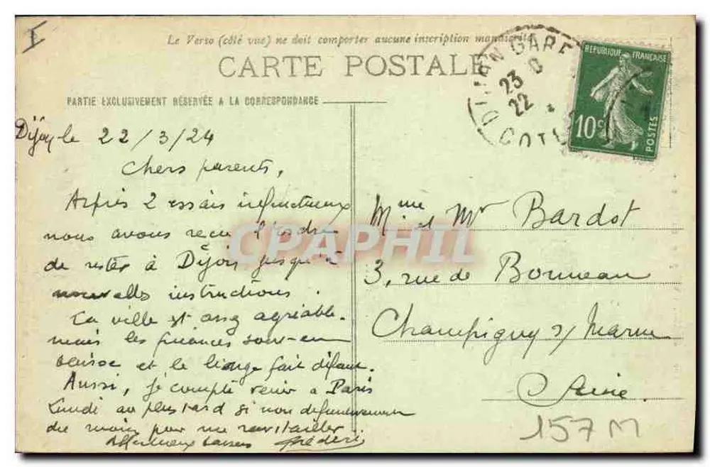 Dijon — Ansicht vom Kirchhof Saint-Jean — L. V., pub. - Rückseite