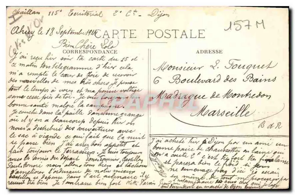 Dijon — Torre de Bar, chamada Torre de Brancion — editor R. I. Déposé - Verso