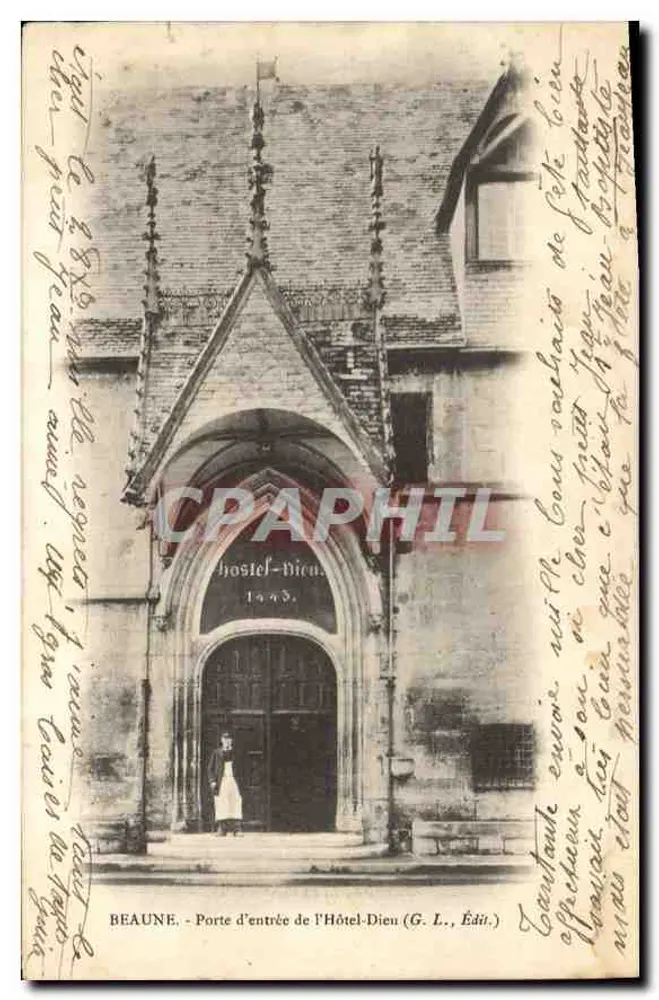Beaune - Porta de entrada do Hôtel-Dieu — G. L., Edição — 1903 - Frente