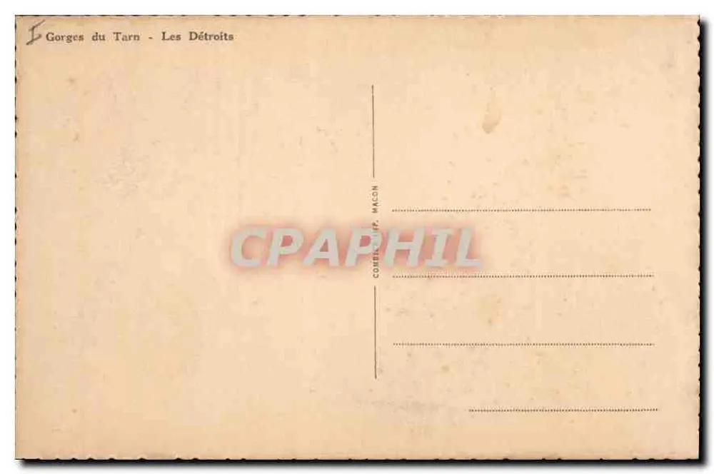 Gorges do Tarn — Os Détroits — Editor: Combet & Fils, Macon - Verso