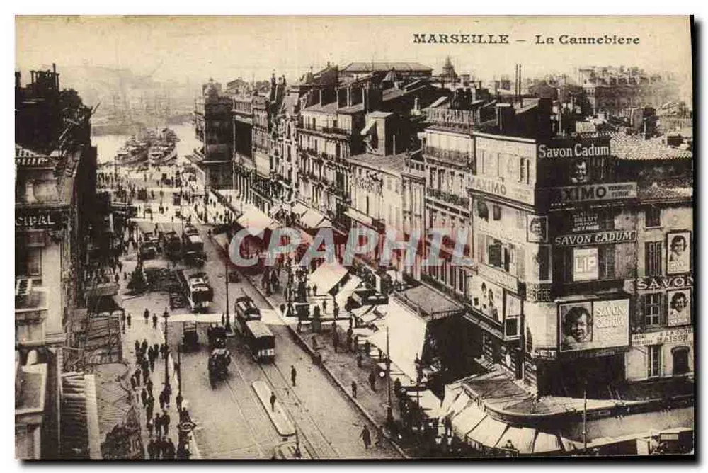 Marseille — A Canebière — vista aérea com placas de Savon Cadum e Maximo - Frente