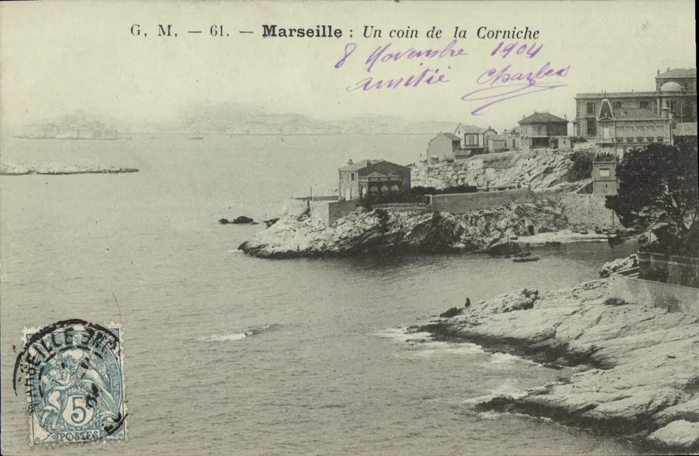Marselha: Um canto da Corniche — G. M., n° 61 - Frente