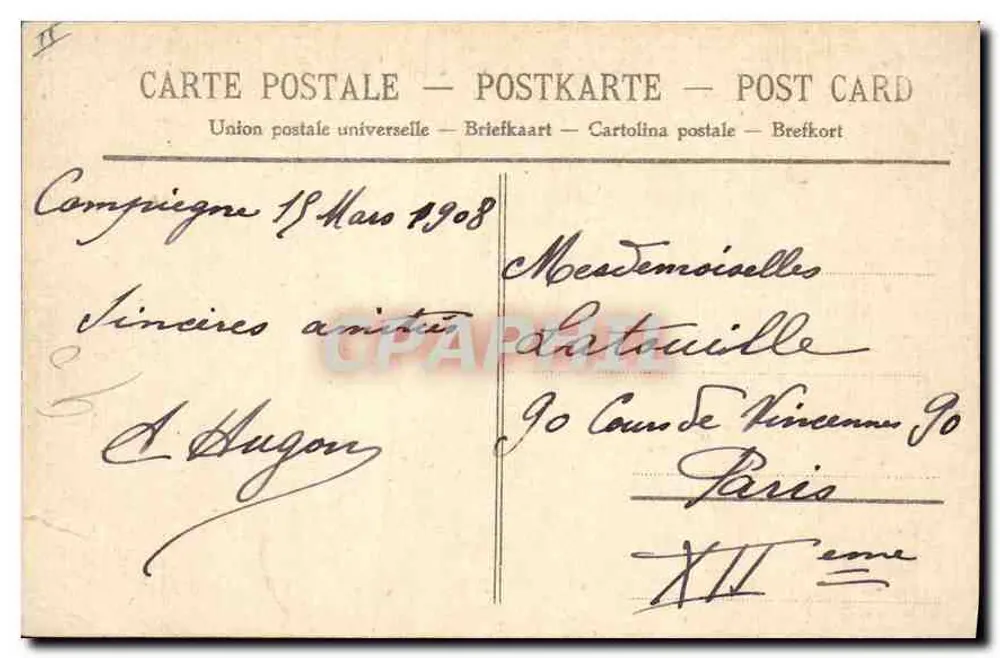 Compiègne — O Castelo, a Terrasse — Coleção R.F. - Verso