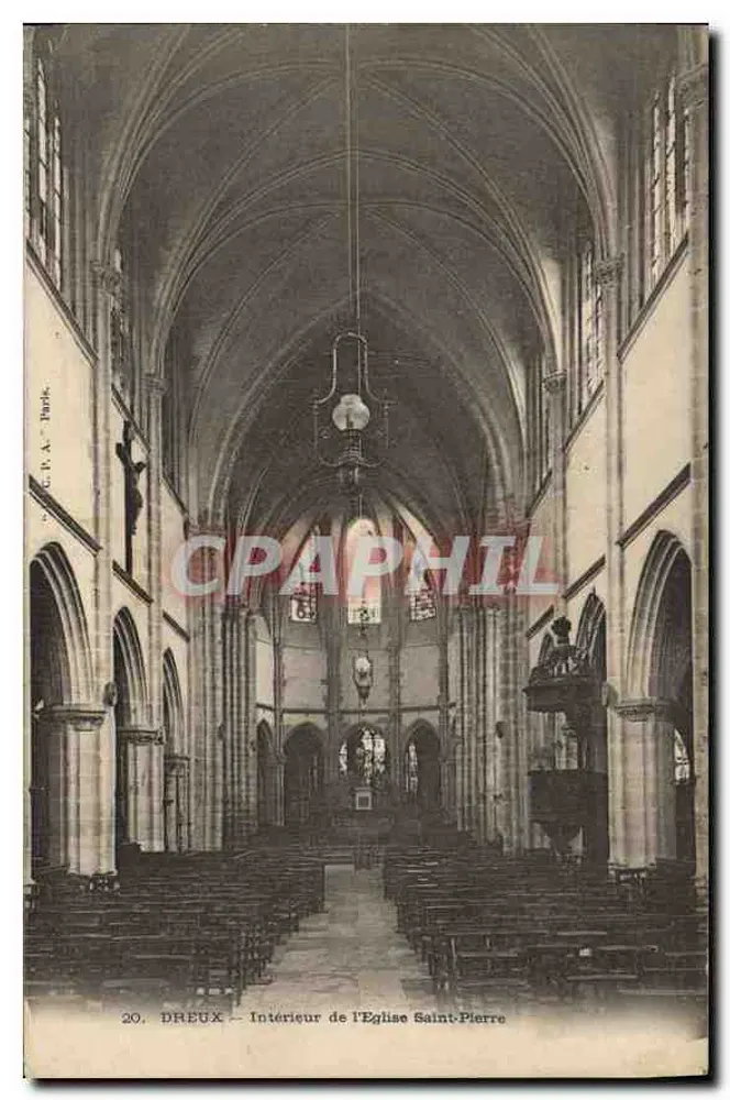 Dreux — Interior da Igreja de São Pedro — Bilhete postal antigo Buche, n°20 - Frente