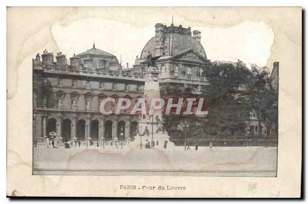 PARIS - Cour do Louvre — vista da cour com a estátua da Liberdade — editor não identificado - Frente