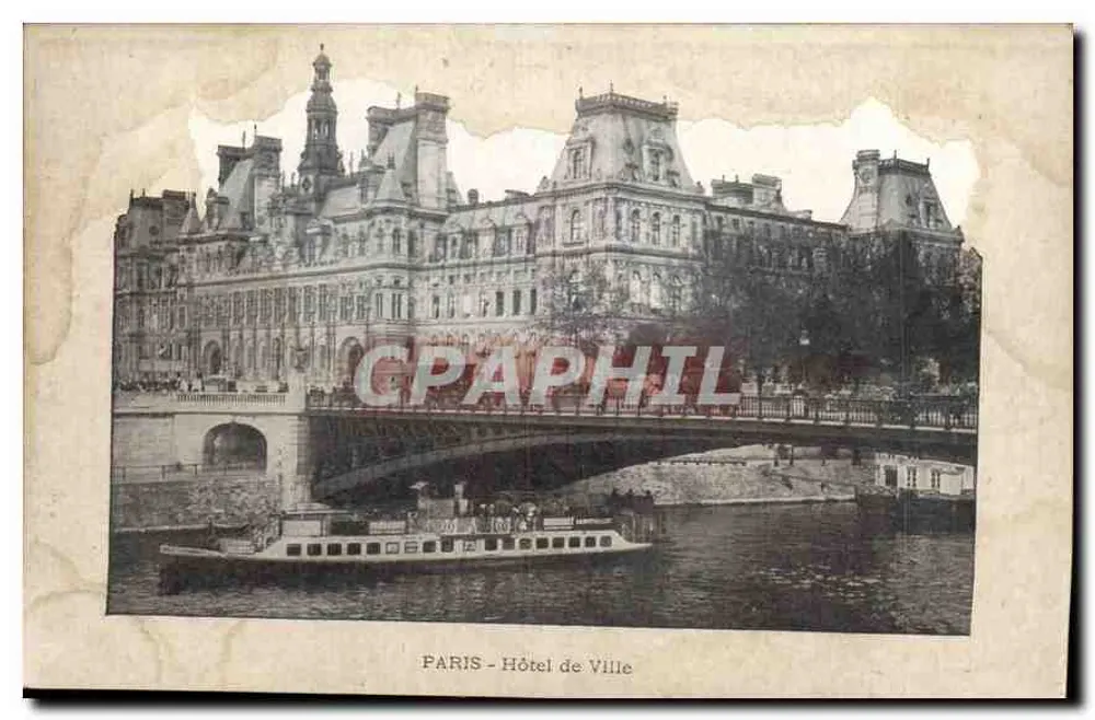 Paris - Hotel de Ville — vista com barco na Seine — número de série não visível - Frente