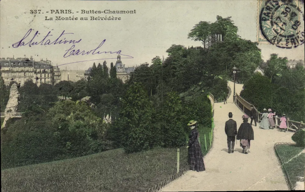 Paris - Buttes-Chaumont - La Montée au Belvédère — unbekannter Verlag, Seriennummer 337 - Vorderseite