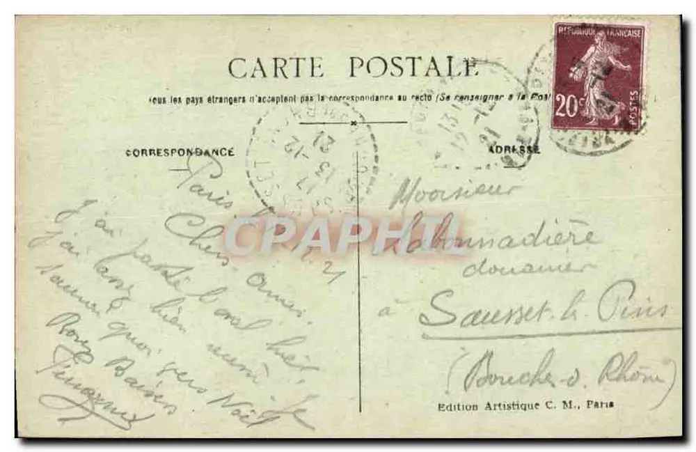 Paris — Square d'Anvers und der Sacré-Cœur — Allgemeiner Blick — C.M. - Rückseite
