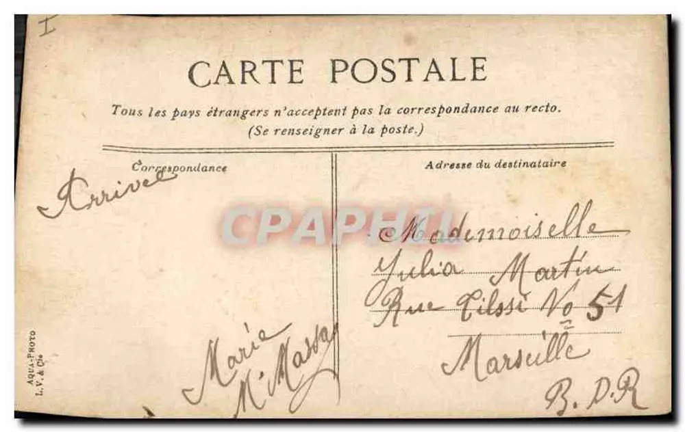 Marselha. Nossa Senhora da Guarda — vista da basílica e da estátua — editor L.V. & Cie, n° 44 - Verso