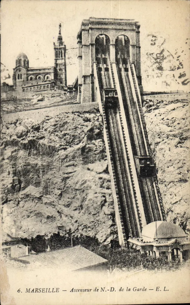 Marselha — Elevador de N.-D. de la Garde — E. L. - Frente