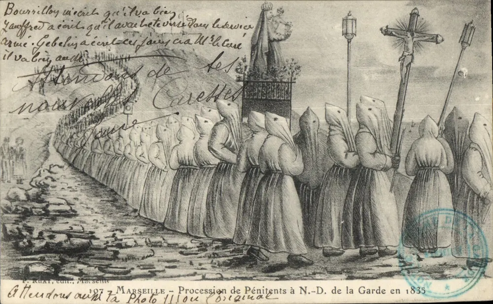 Prozession der Bußfahrer bei N.-D. de la Garde im Jahr 1835 — R. Ruxi, Verlag, Marseille - Vorderseite