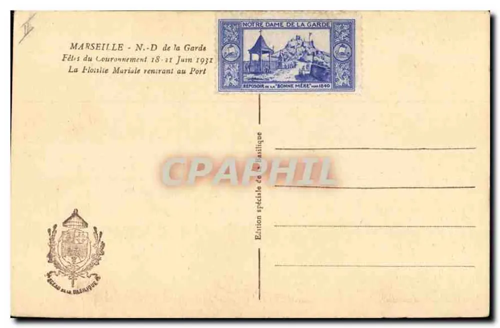 Marselha — Festa do Coroamento de Nossa Senhora da Guarda — Edição especial da Basílica - Verso